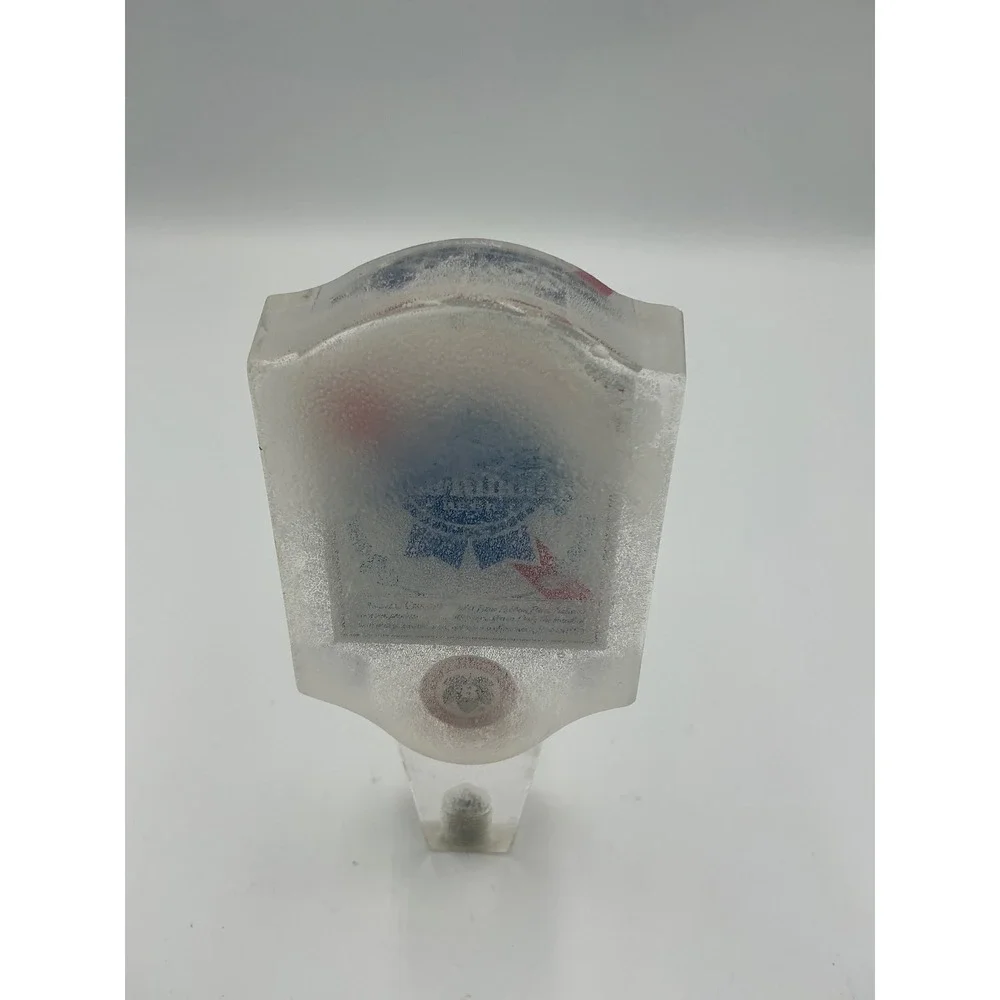 Vintage Pabst Blue Ribbon PBR Beer Tap Handle Clear Lucite Acrylic Shield Logo